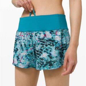 Lululemon Shows Sz 6 Speed Up Shorts 2.5" Inseam Quick Start Multi Hawaiian Blue